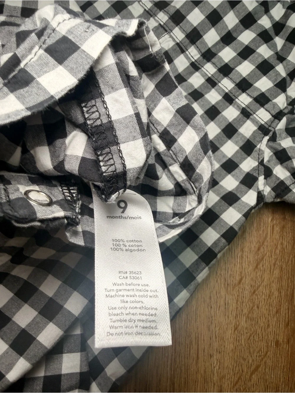 Carter’s Gingham Button Down Collared Romper 9M Cotton
